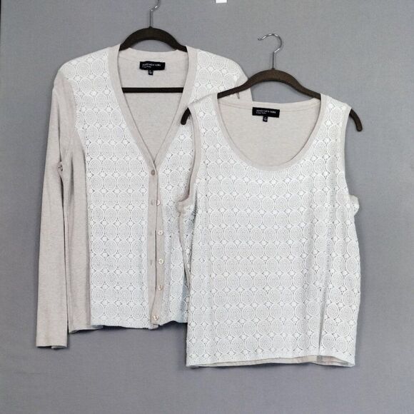 Jones New York Lace Button Front Knit Cardigan Tank Top Size XL - Picture 1 of 15